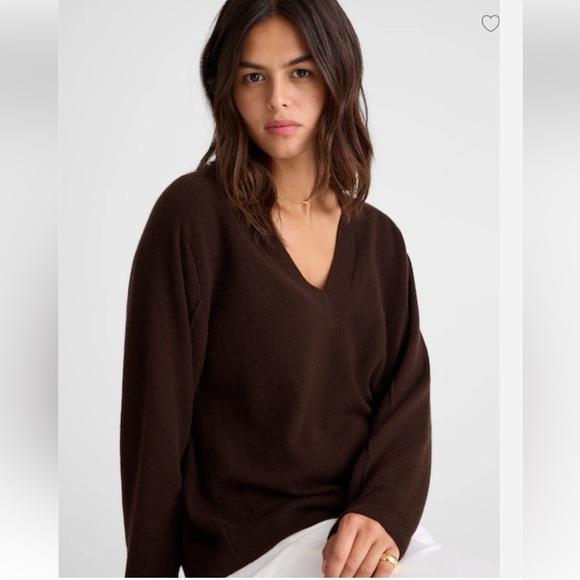 MADEWELL Women’s Cashmere V-Neck Sweater Size Small brown / molasses color - Picture 4 of 15